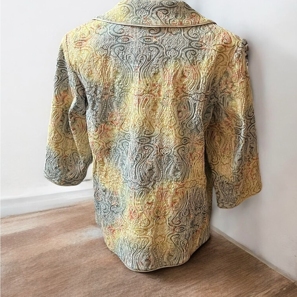 Susan Graver Yellow,Gray and Red Blazer with Notched Lapel - Picture 3 of 5
